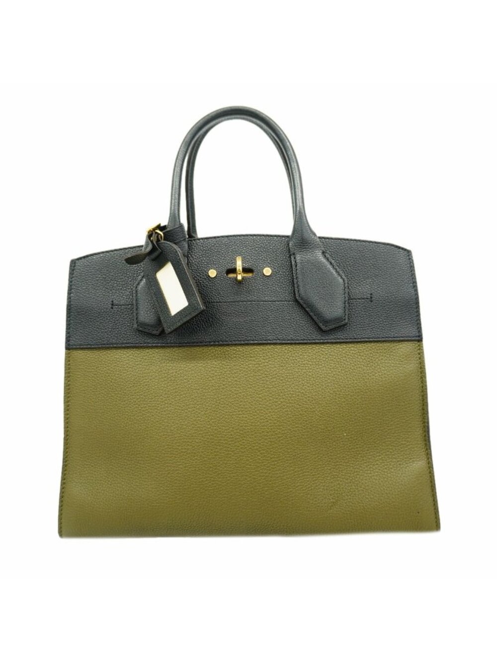 Louis Vuitton Handbag Taurillon City Steamer MM Khaki Noir